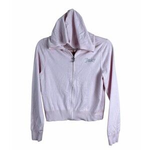 JUICY‎ COUTURE Knit Bling Full Zip Hoodie  Jacket Medium Pink Rhinestones